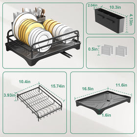 HOMEAILIE dish drying rack with non-slip base stays steady on wet counters