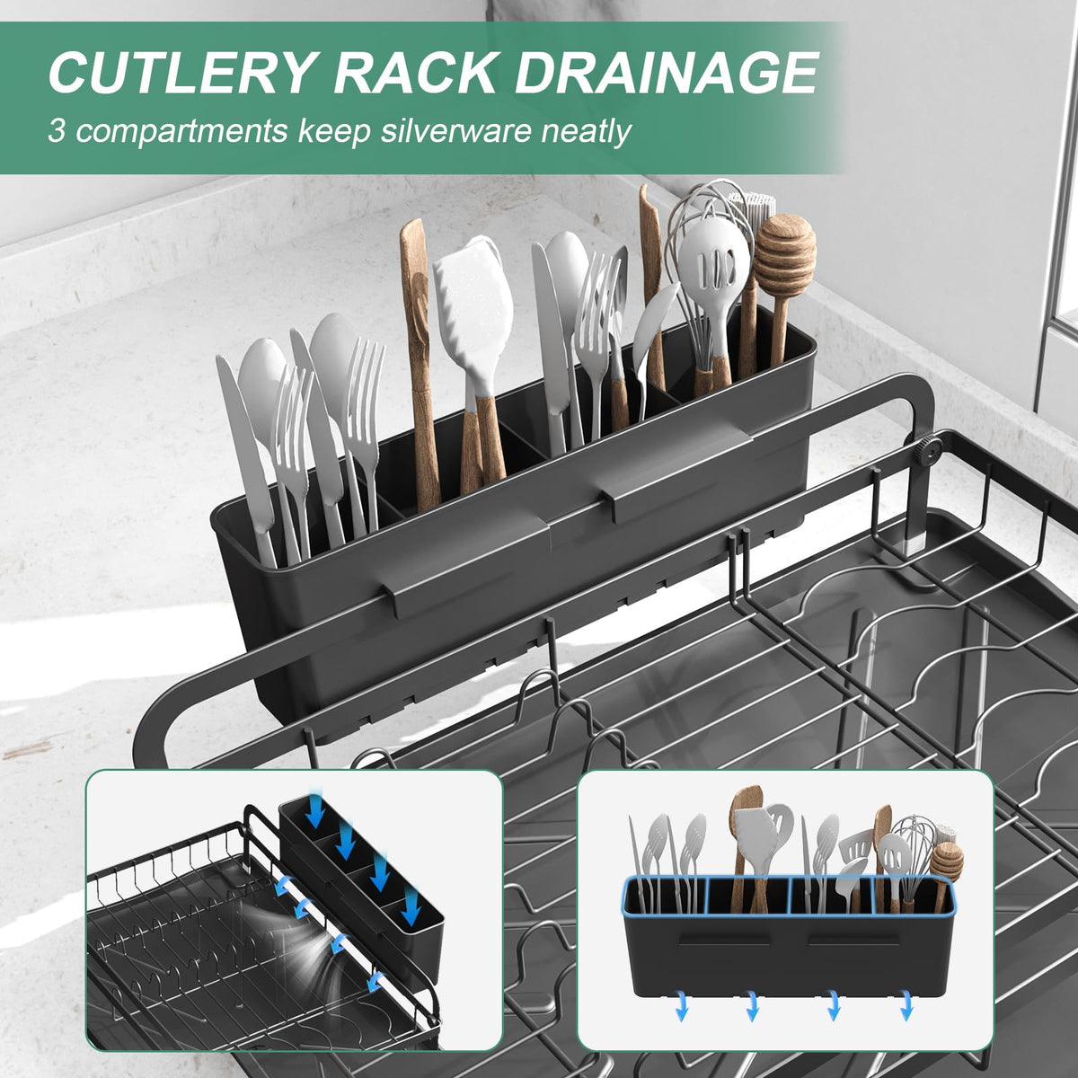 HOMEAILIE dish drying rack is tool-free to assemble in seconds