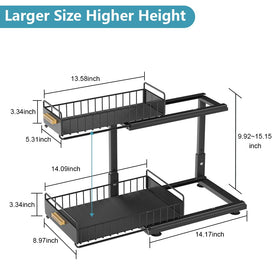 Homebosily dimensions 14.17 x 10.12 x 14.96 inches fits under sink.