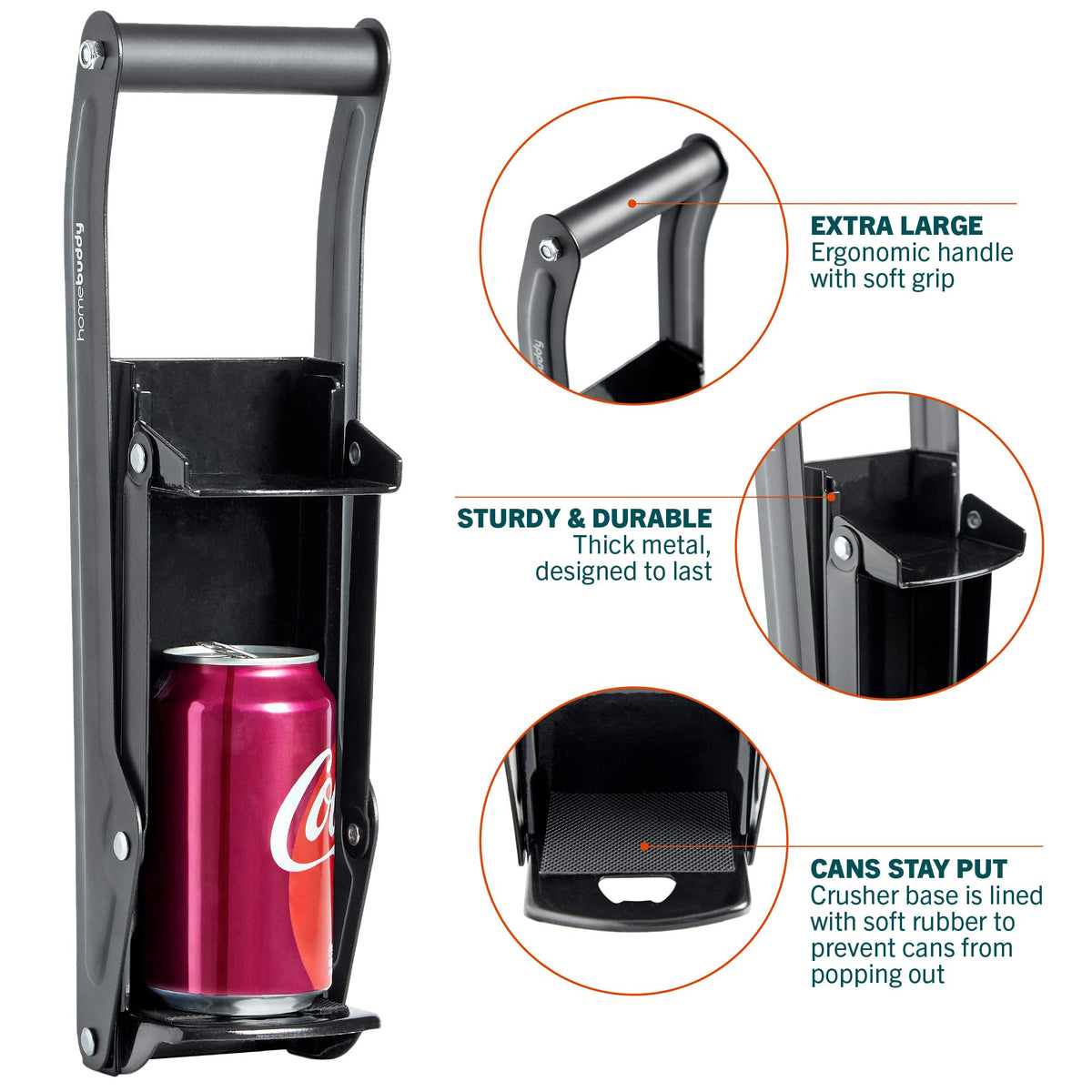 HomeBuddy can crusher mounted in kitchen for convenient recycling