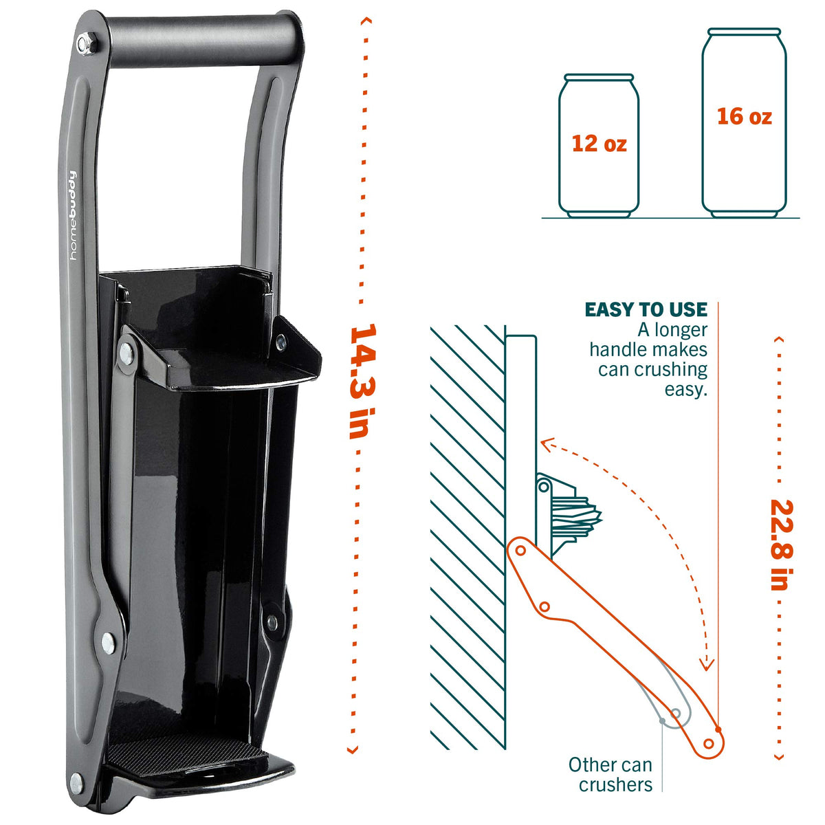HomeBuddy can crusher rubber-lined base prevents cans from popping out