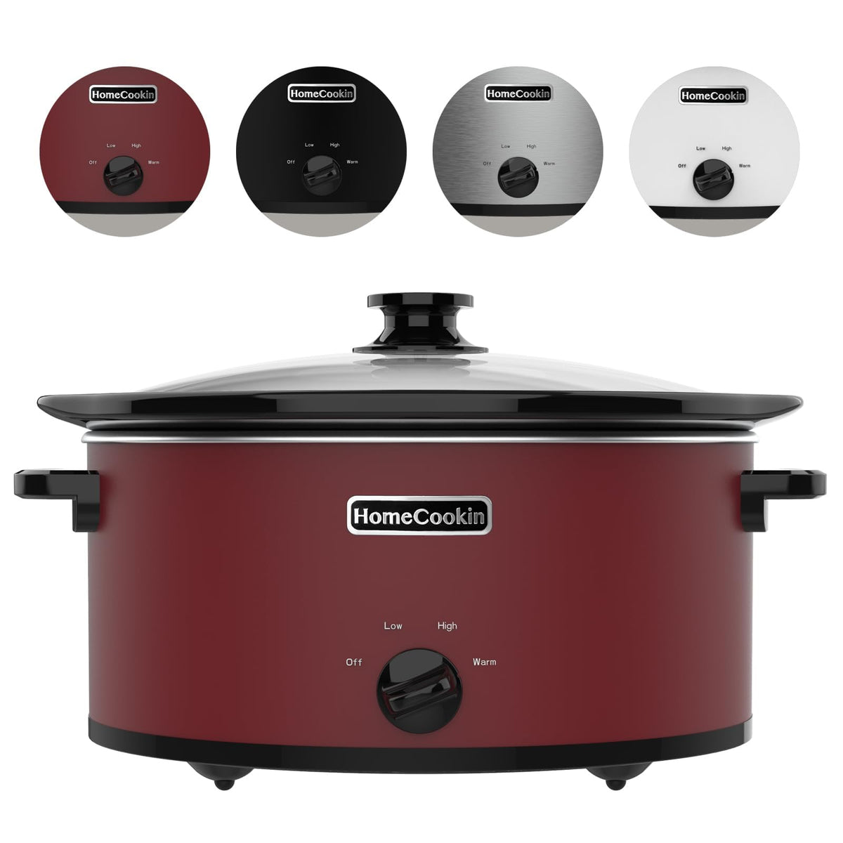HOMECOOKIN 8-quart slow cooker easy-clean exterior in red