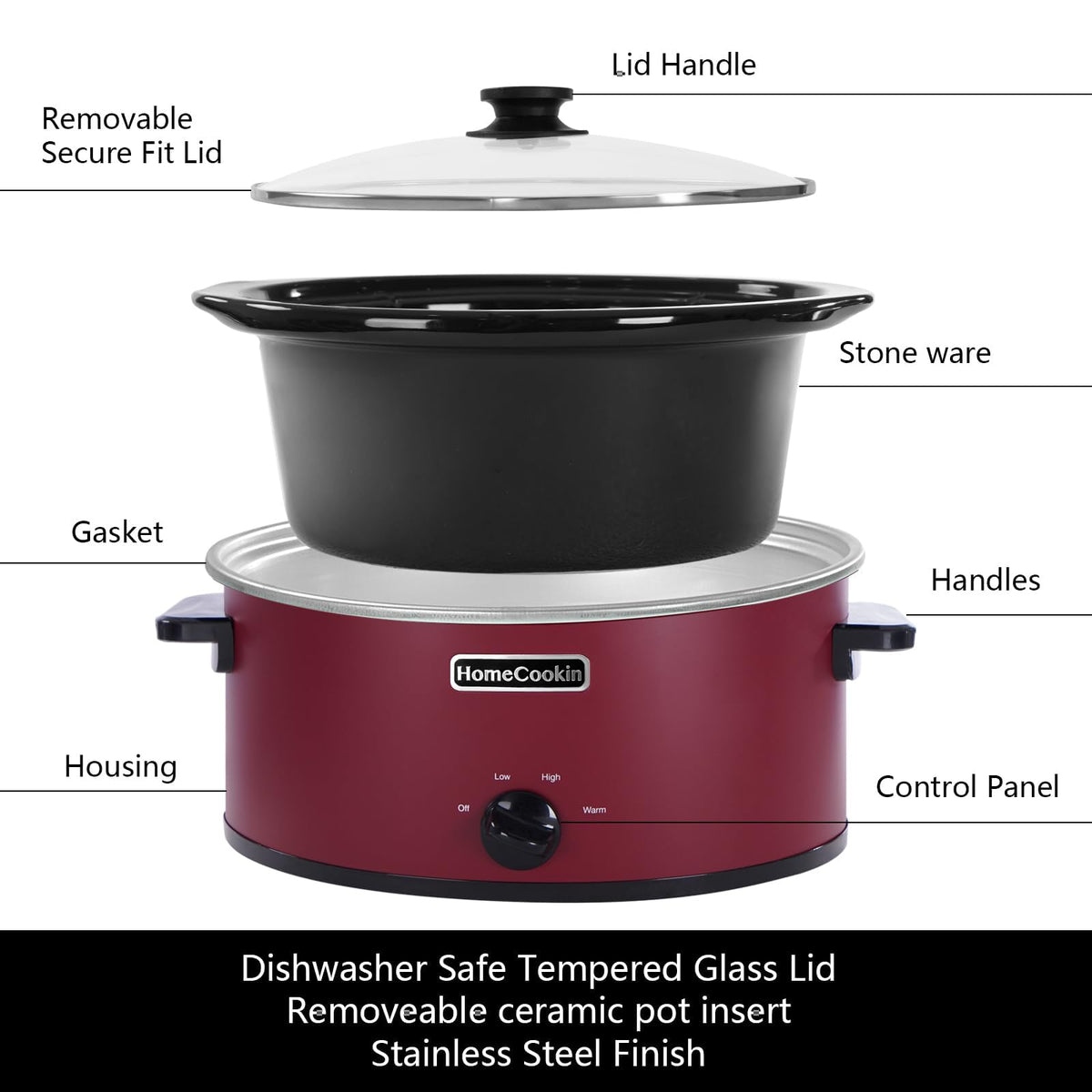 HOMECOOKIN 8-quart slow cooker keep warm feature in use