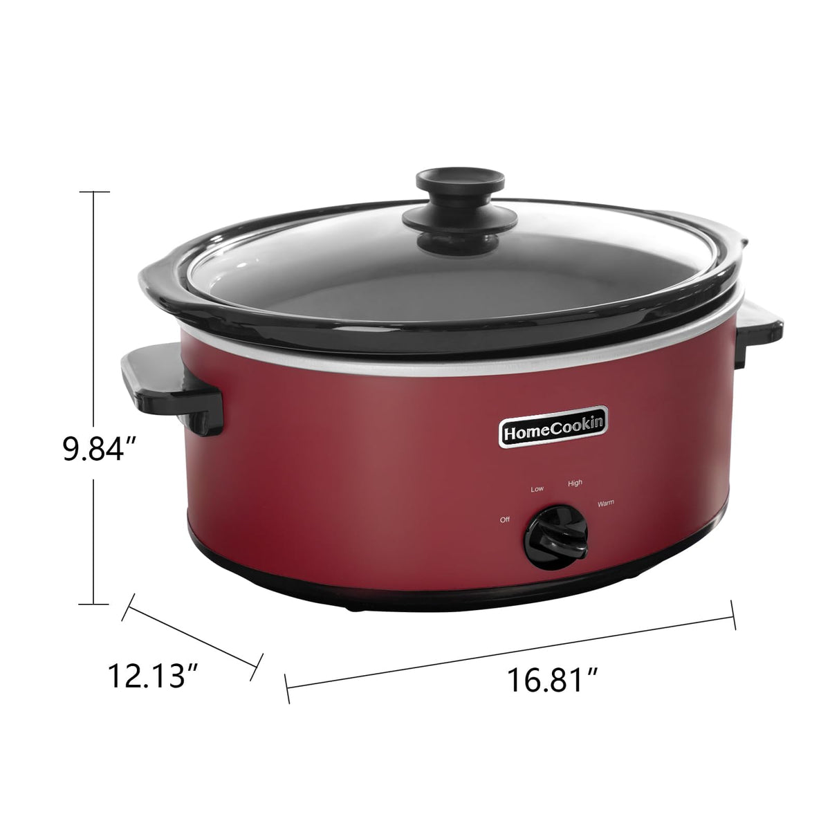 HOMECOOKIN 8-quart slow cooker with tempered glass lid, clear view