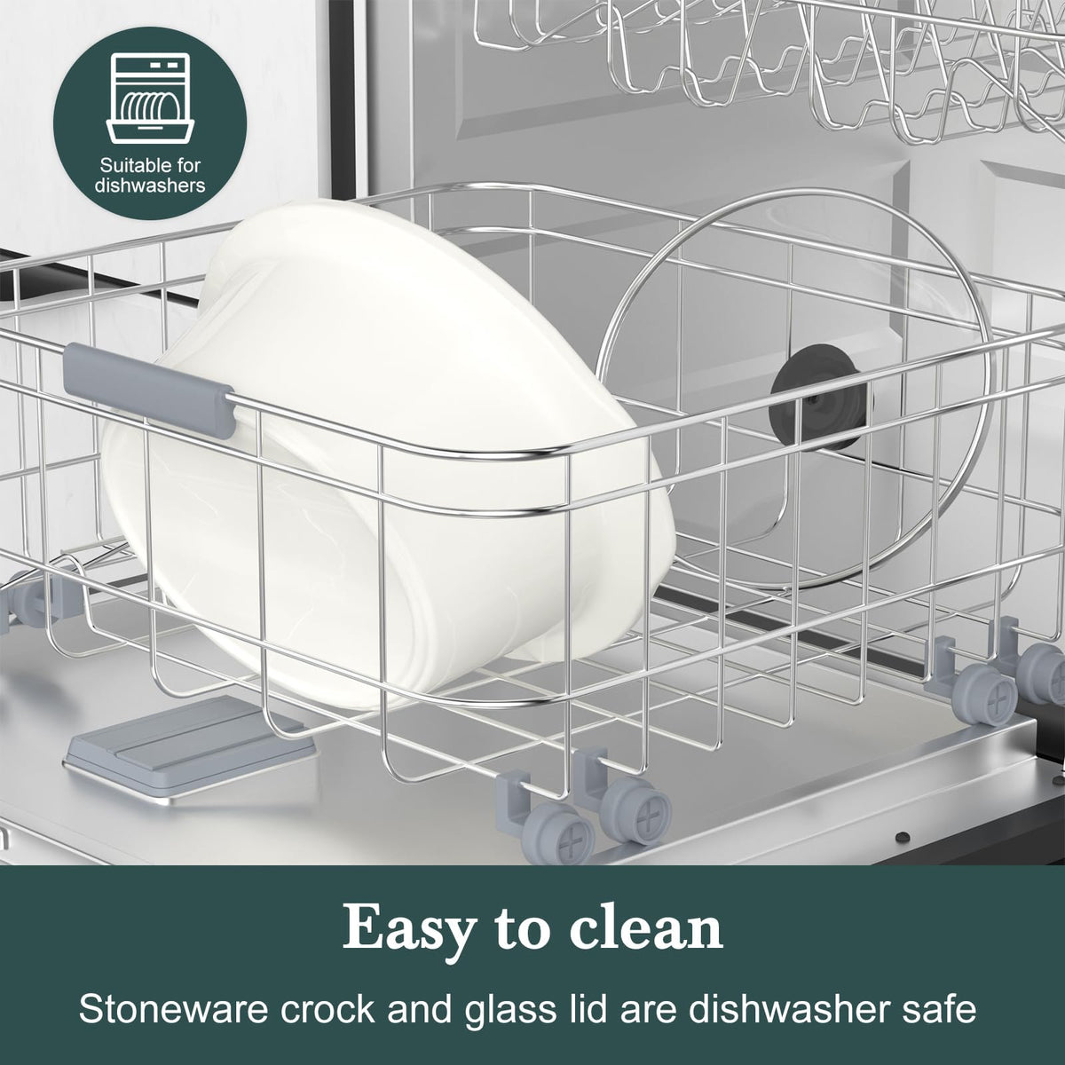 HOMECOOKIN dishwasher-safe lid for quick cleanup after cooking.