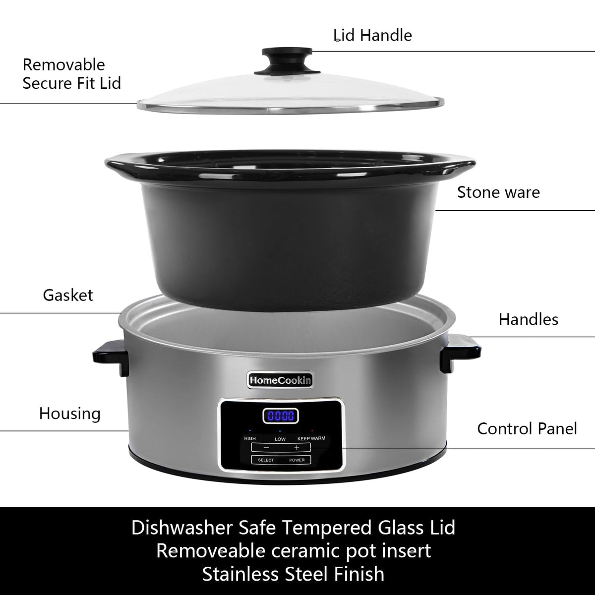 HOMECOOKIN glass lid for clear view during cooking