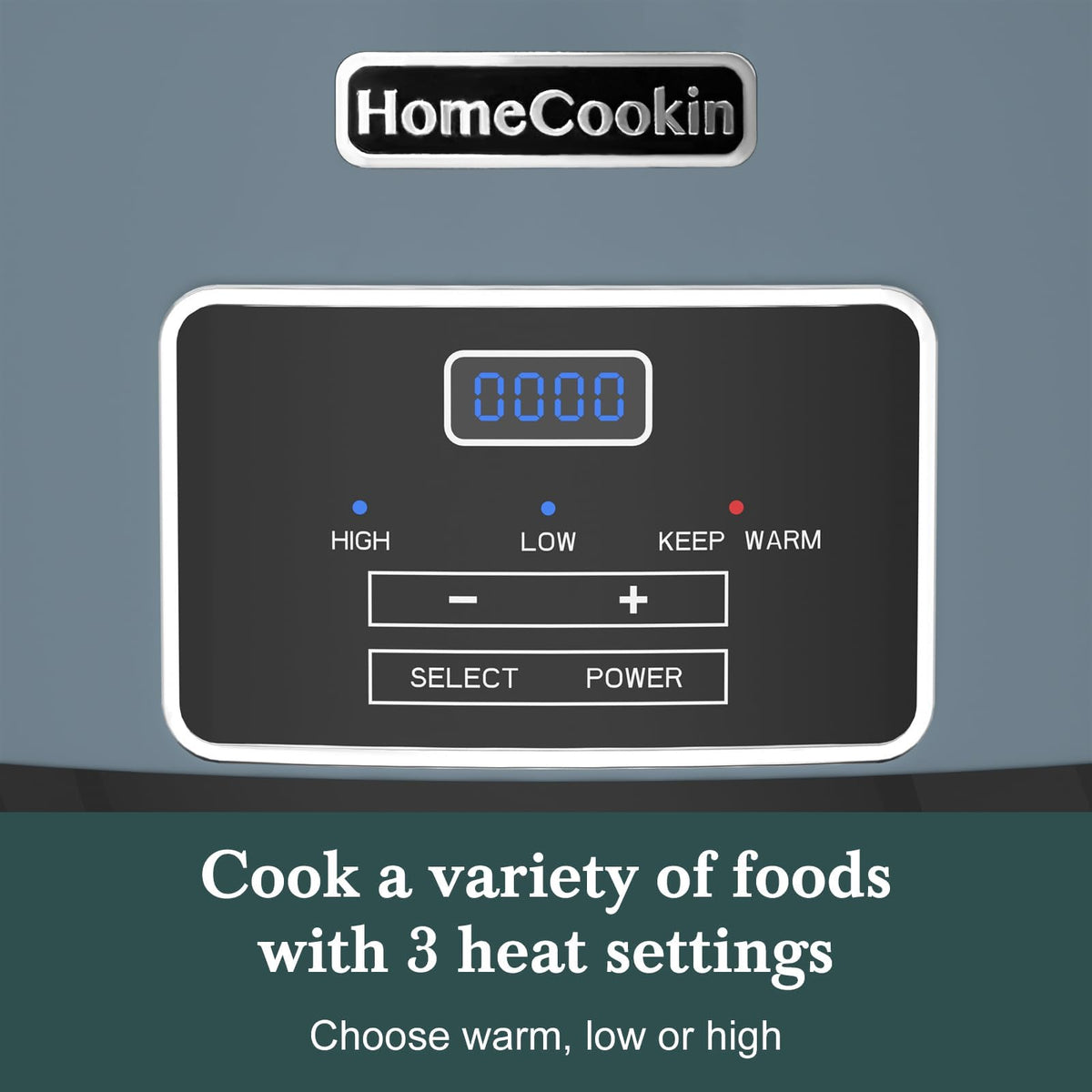 HOMECOOKIN oval digital control panel slow cooker with timer simplifies meal planning.