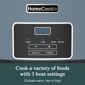 HOMECOOKIN oval digital control panel slow cooker with timer simplifies meal planning.
