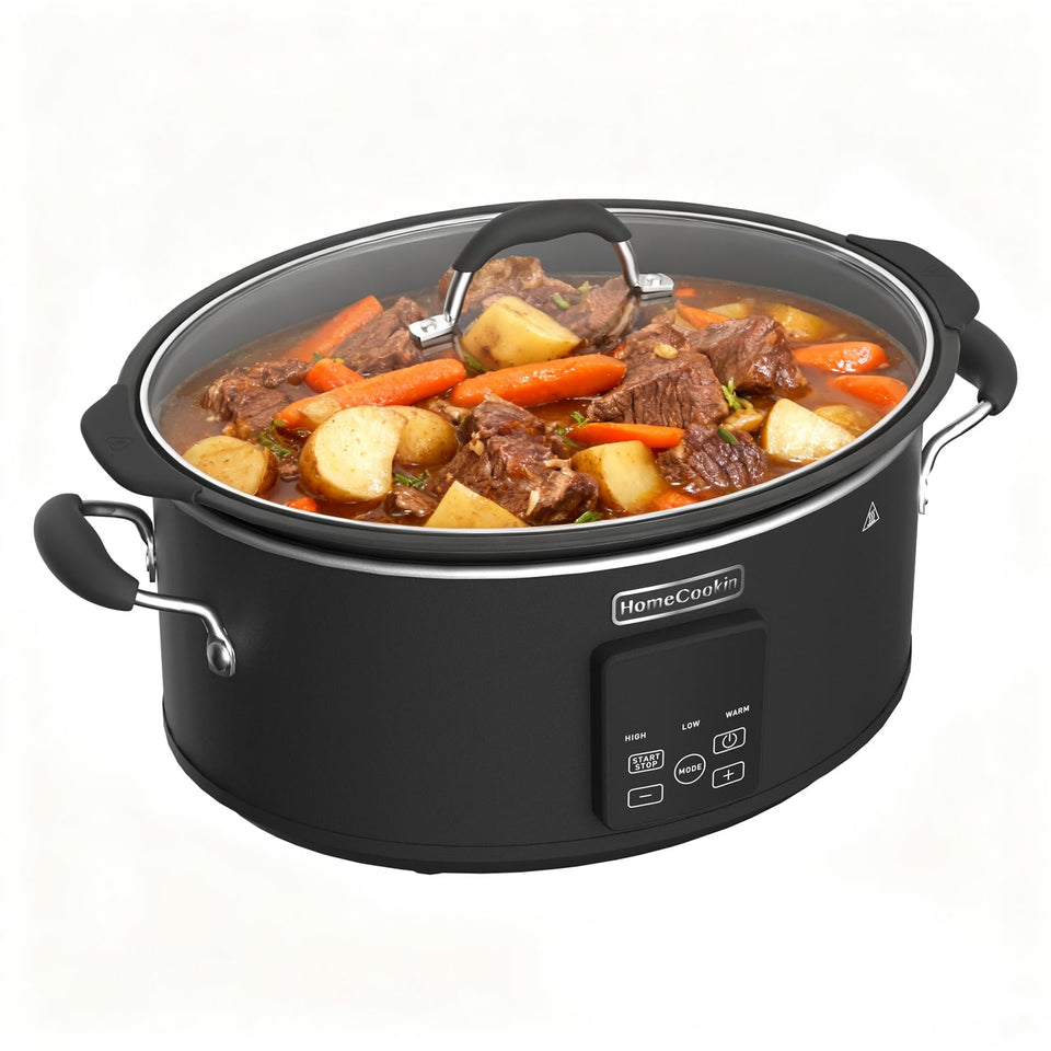 HOMECOOKIN slow cooker 10-quart capacity ideal for family meals and gatherings.