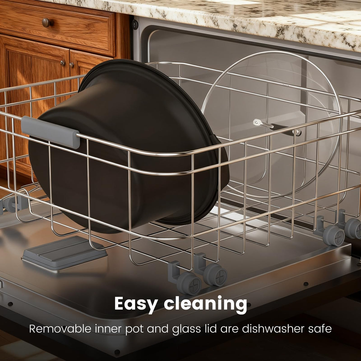 HOMECOOKIN slow cooker removable pot is dishwasher safe for effortless cleanup.