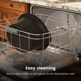 HOMECOOKIN slow cooker removable pot is dishwasher safe for effortless cleanup.