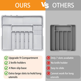 Homecor knife block inserts keep blades safe and accessible during meal prep.