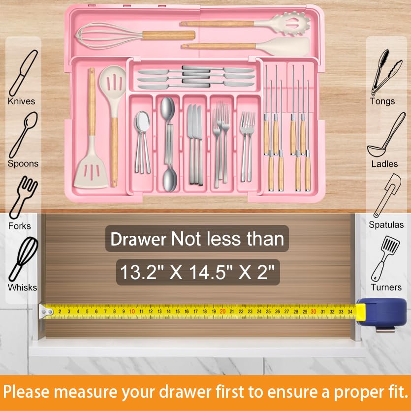 Homecor drawer dividers adapt to different utensil sizes with modular layout