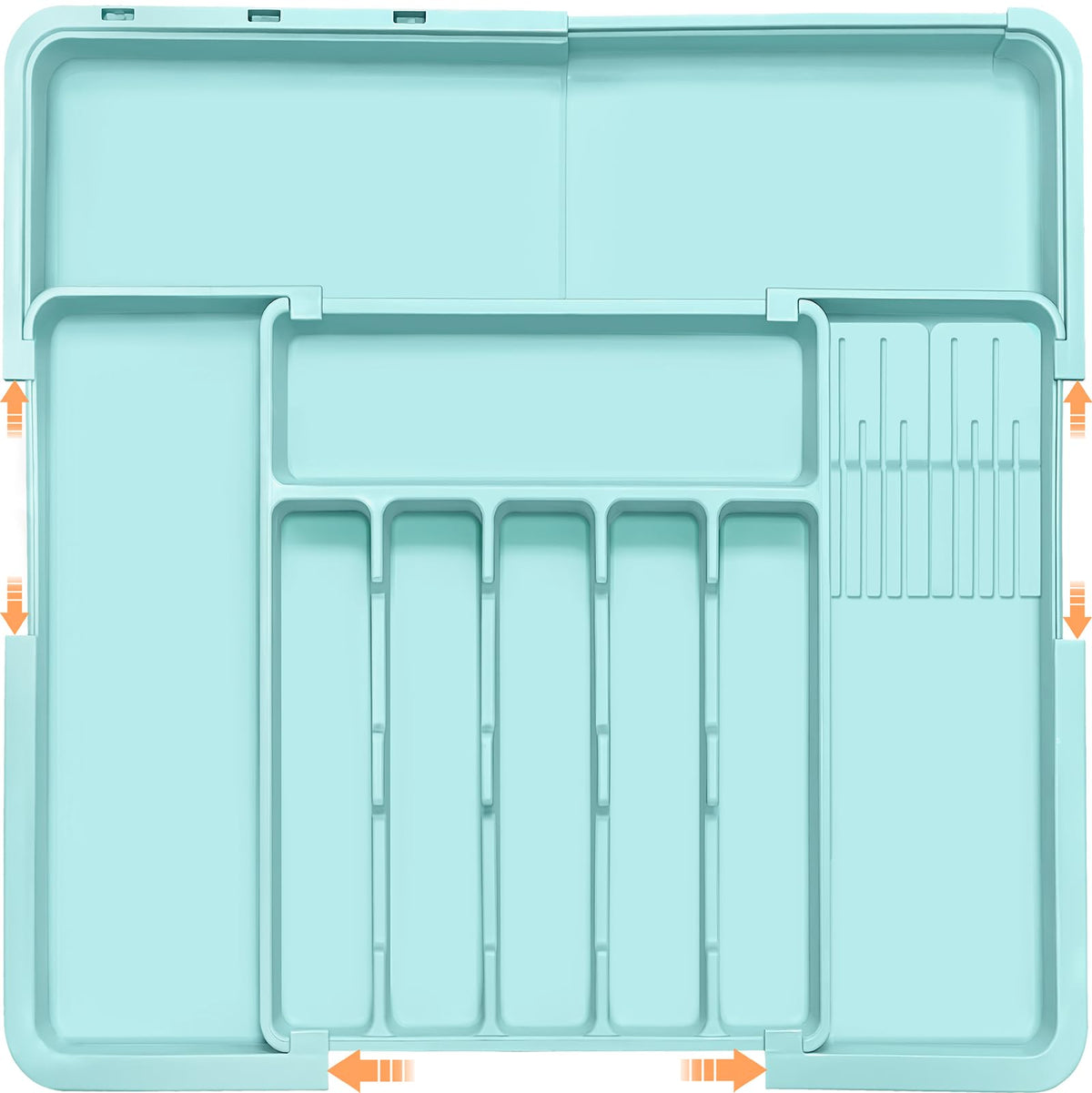 Homecor silverware organizer extendable setup shows spacious compartments for efficient drawer storage