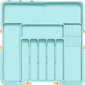Homecor silverware organizer extendable setup shows spacious compartments for efficient drawer storage