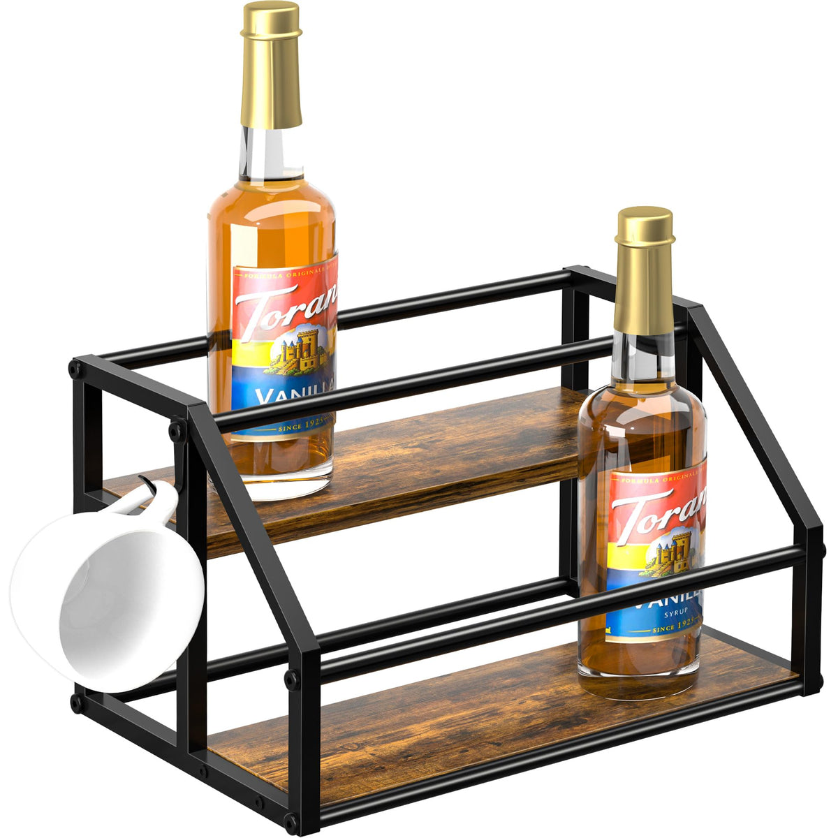 Homedawn coffee syrup rack two-tier display keeps flavors accessible at a glance