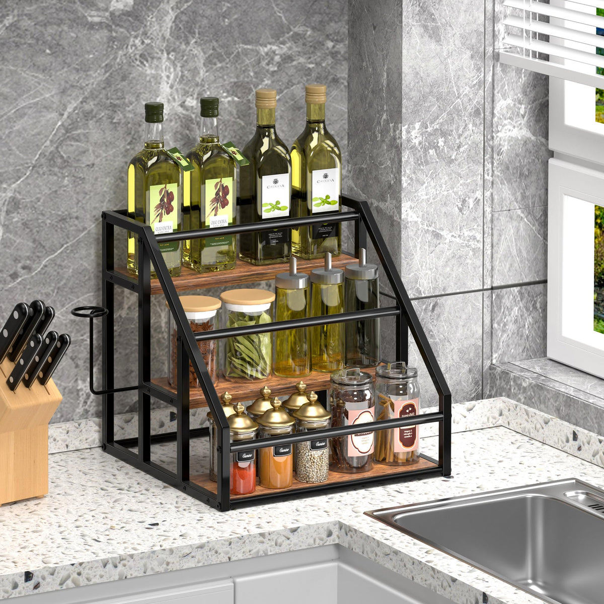 Homedawn 3-tier design ships with labeled parts for simple assembly