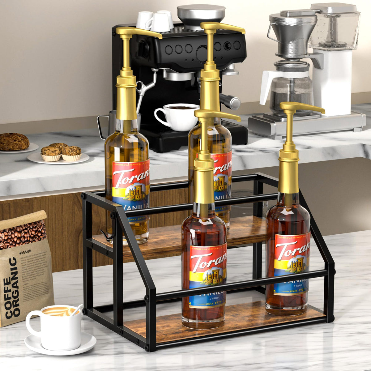 Homedawn rustic brown and black finish complements modern kitchens