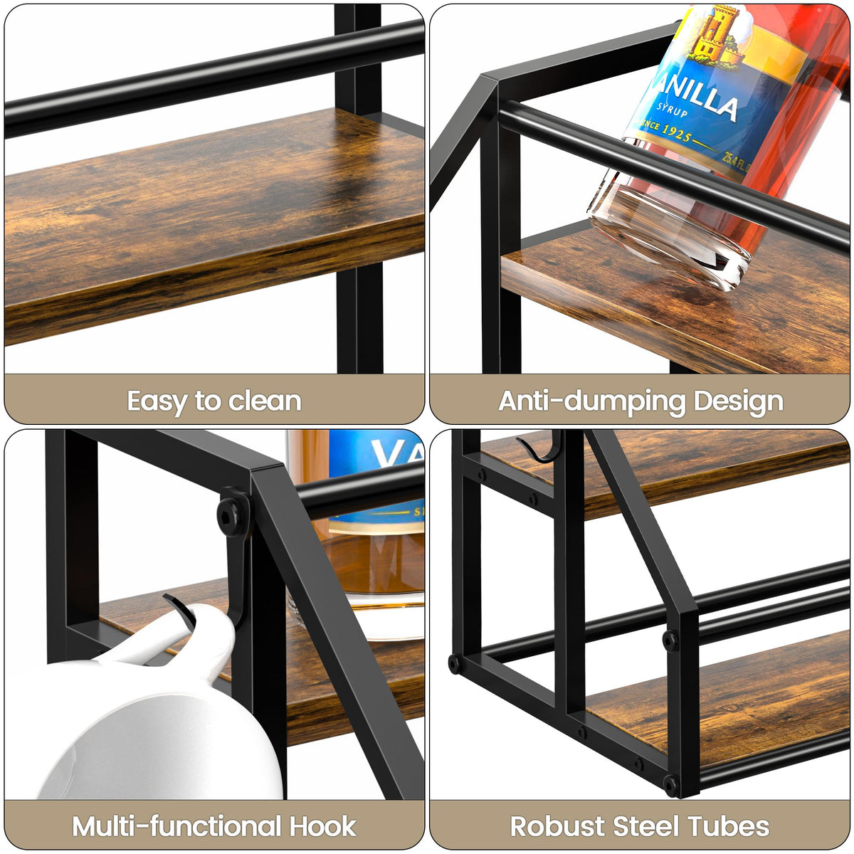 Homedawn space saving syrup rack helps declutter counters