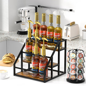 Homedawn syrup bottle storage demonstrates compact three-tier design for busy kitchens