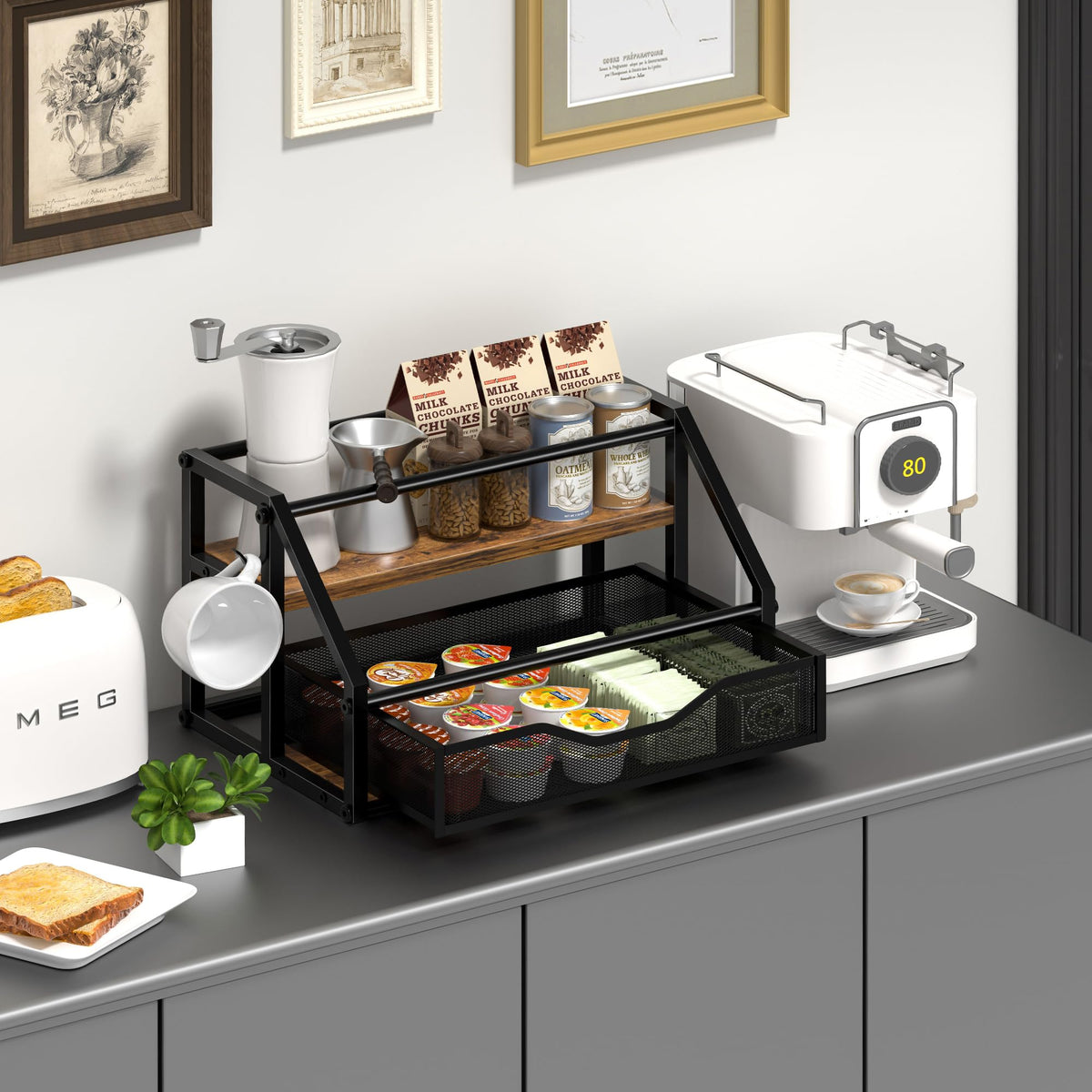 Homedawn wood and metal frame for durable kitchen storage