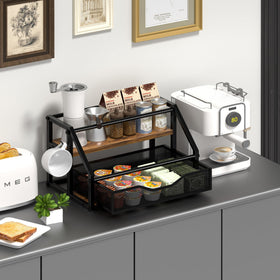 Homedawn wood and metal frame for durable kitchen storage
