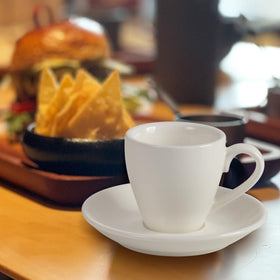 HomEdge espresso cup on saucer adds elegant presentation