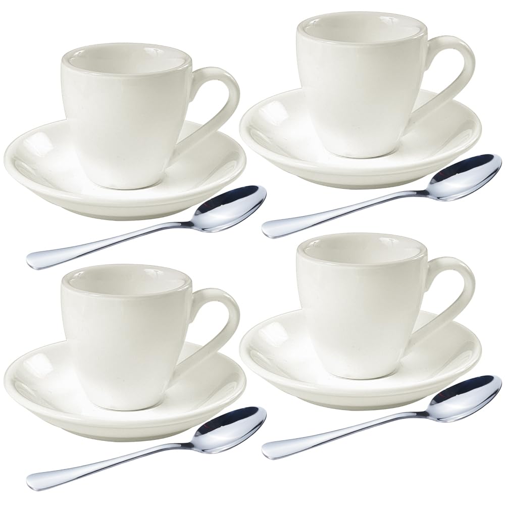HomEdge porcelain espresso shot cup with saucer, heat retention for a warm espresso
