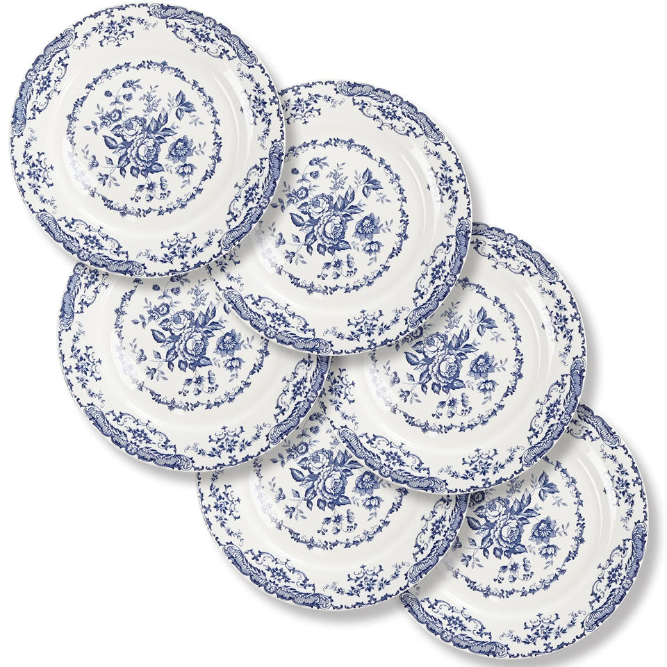 HomeElves salad plates with blue rose design for elegant dining experiences