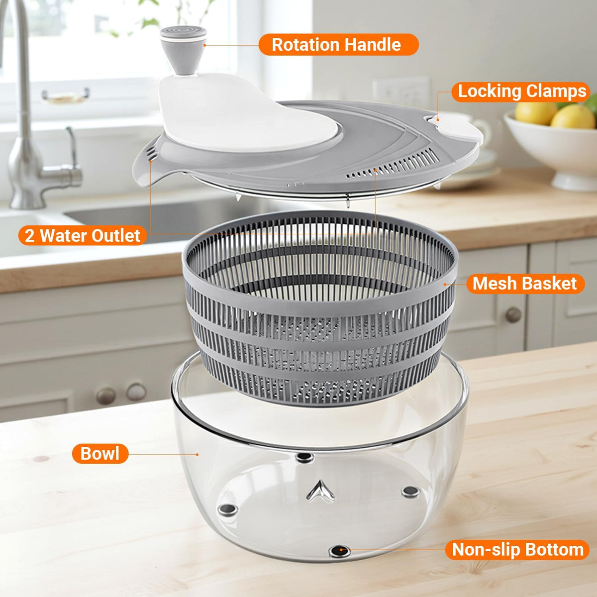 HomeHacks salad spinner safety lock keeps the lid secure.