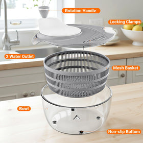 HomeHacks salad spinner safety lock keeps the lid secure.