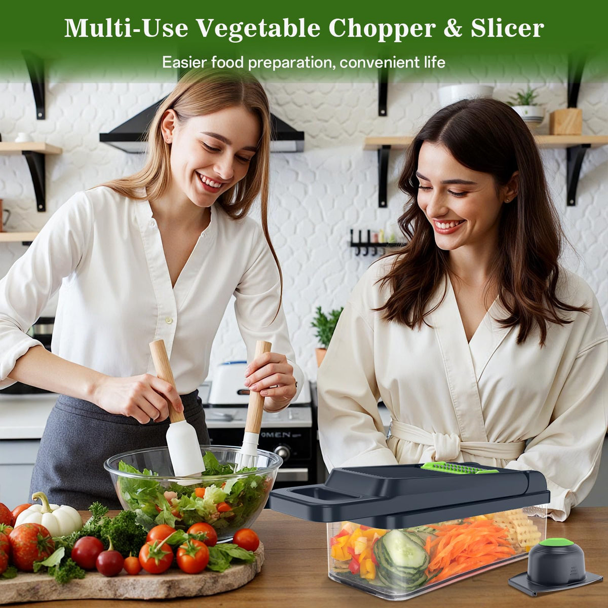 HomeHacks 12-in-1 design saves prep time and reduces dishwashing.