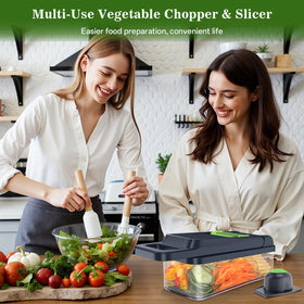 HomeHacks 12-in-1 design saves prep time and reduces dishwashing.
