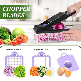 HomeHacks blades set demonstrating slicing, grating, and julienne options.