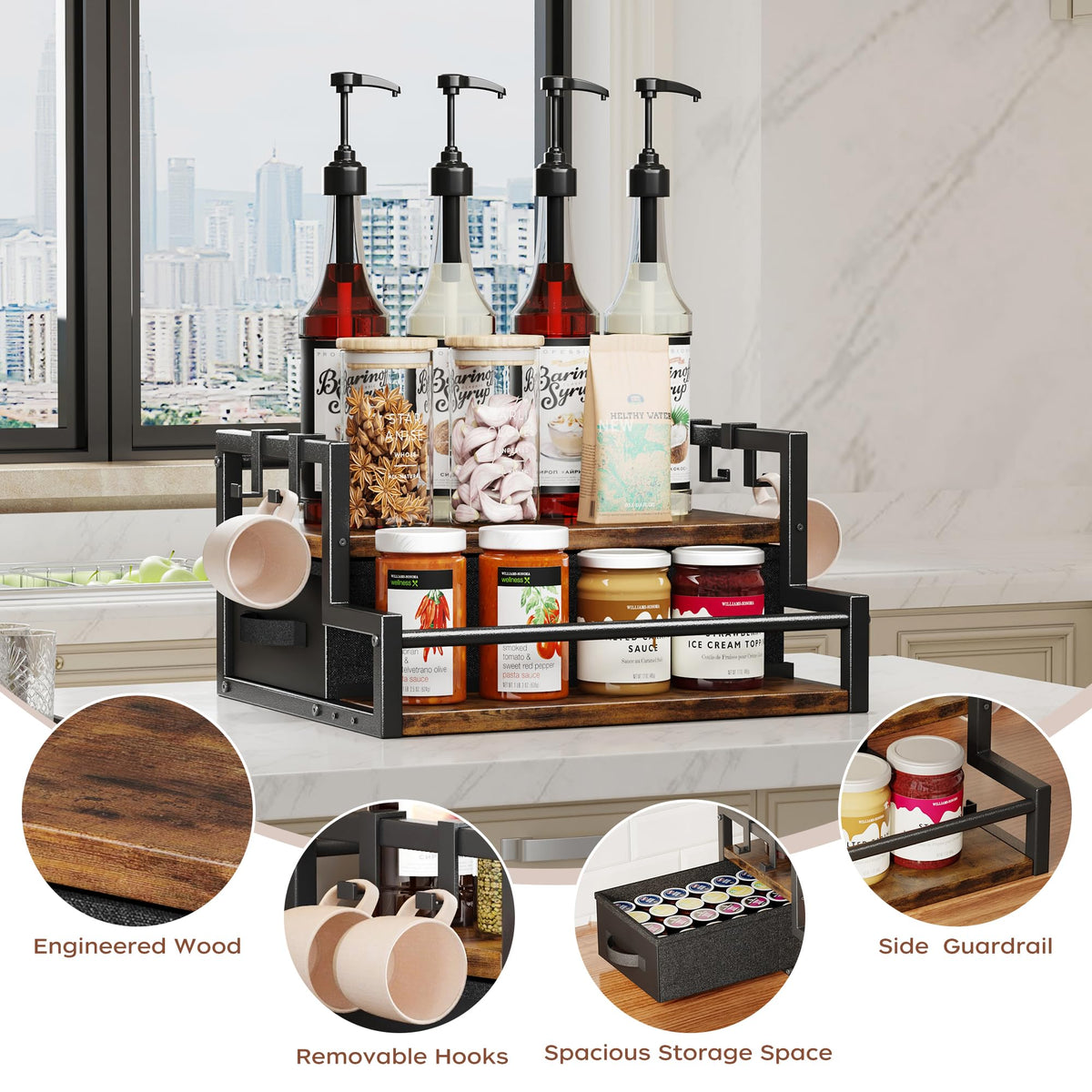 Homeiju 2-tier shelf demonstrates compact design for tight spaces.