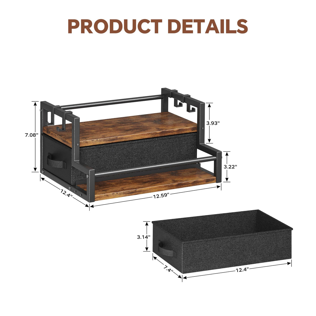 Homeiju spice organizer accommodates bottles of varying sizes.