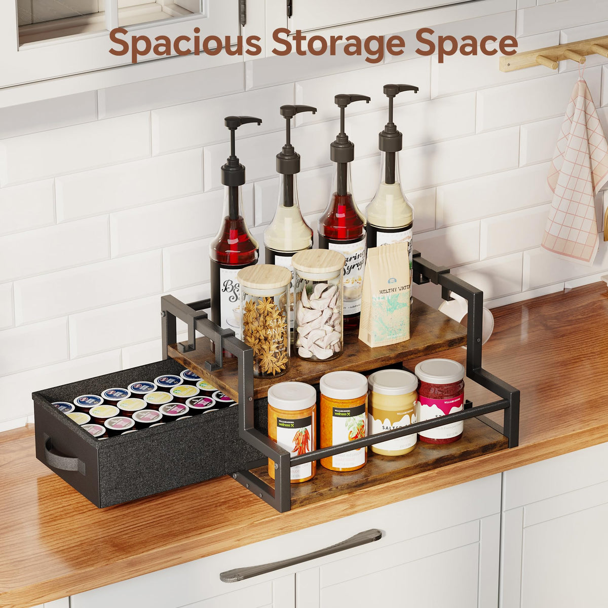 Homeiju organizer drawer view stores straws and lids for easy access.