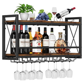 Homeiju wall-mounted wine rack glass holder keeps glasses within reach.