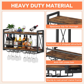 Homeiju wine-glass shelf display shows glasses neatly alongside bottles.