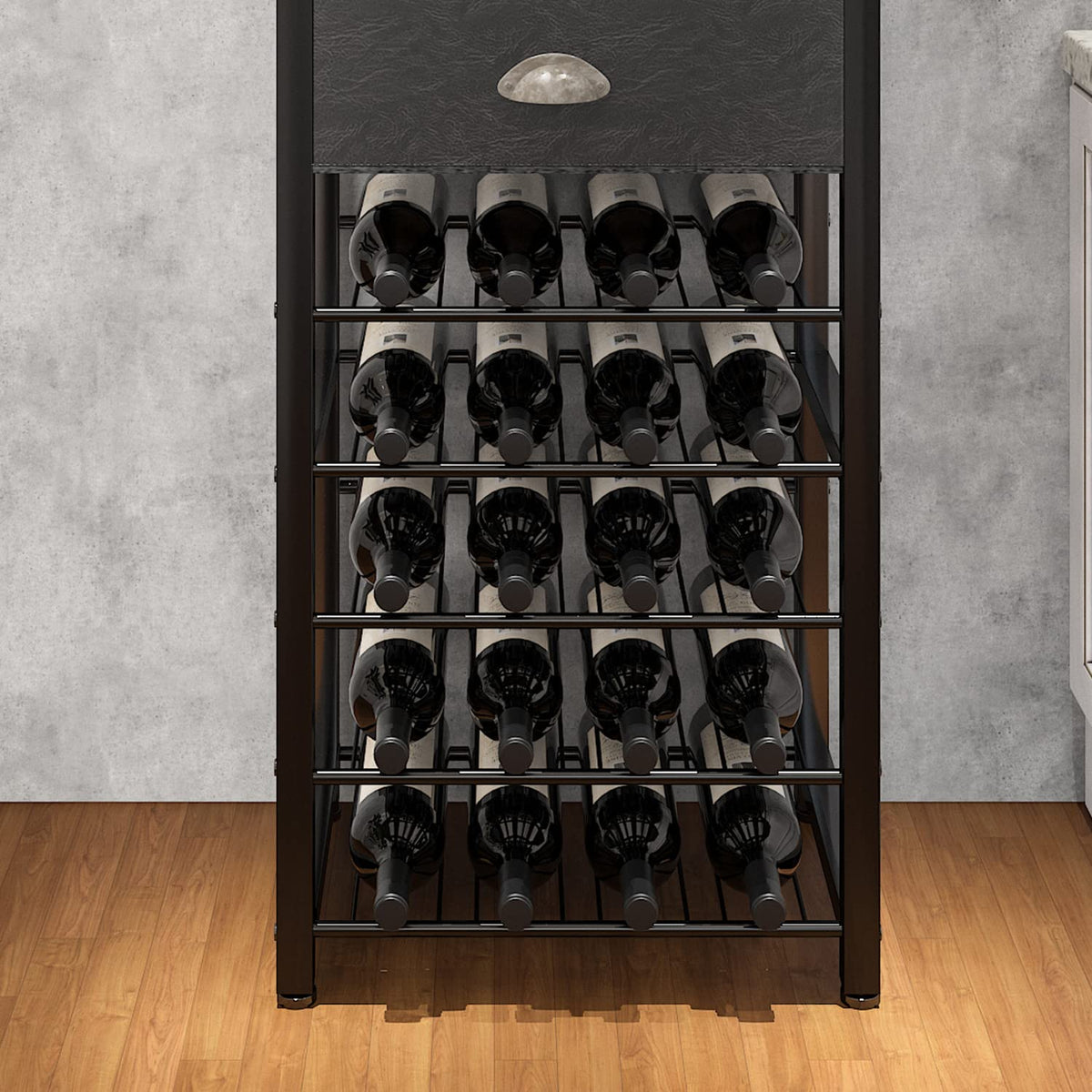 Homeiju wine rack assembled setup illustrates quick, tool-friendly assembly