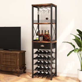 Homeiju wine rack drawer detail highlights dustproof leather storage for small tools