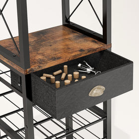 Homeiju wine rack metal-frame close-up emphasizes durability and industrial style