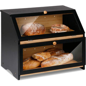 HOMEKOKO bread box double-layer, front view, helps keep bread fresh on the counter.