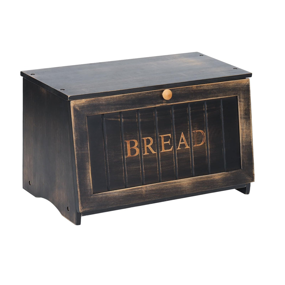 HOMEKOKO bread box large front view shows spacious capacity for two loaves.