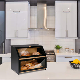 HOMEKOKO bread box arc-edged bottom offers sturdy grip during handling.