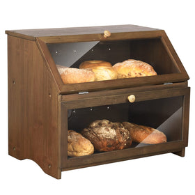HOMEKOKO double-layer bread box outer view on counter for easy access and organization