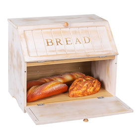 HOMEKOKO vintage bread box top view with double layers for easy access