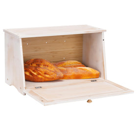 HOMEKOKO bread box side view highlights spacious interior for baguettes and rolls