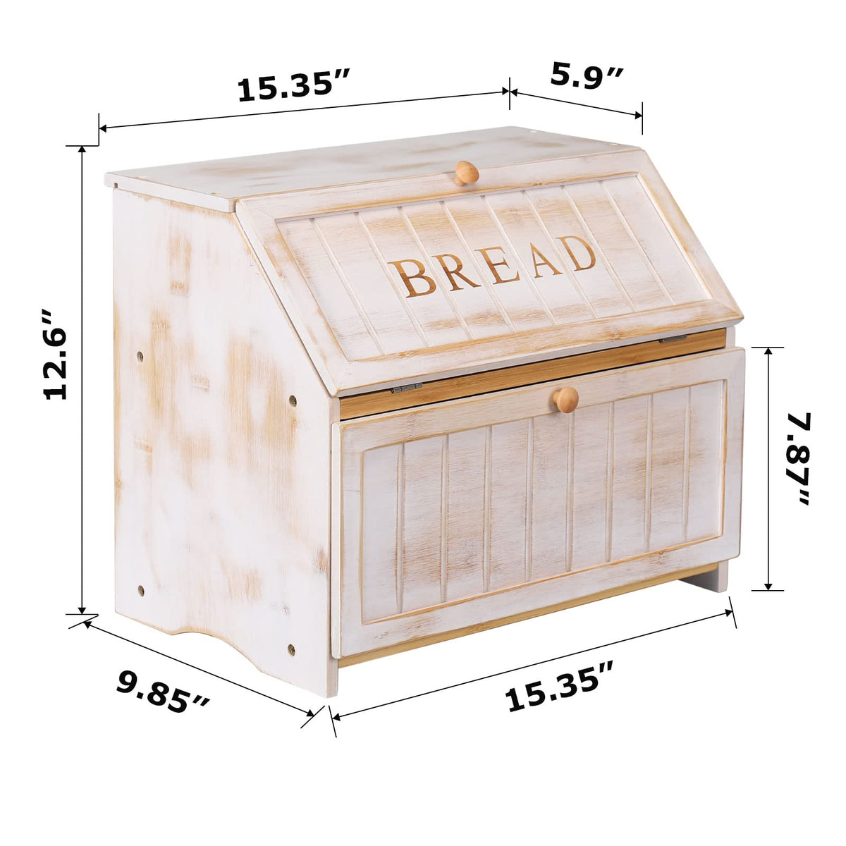 HOMEKOKO white retro bread box on a clean kitchen counter