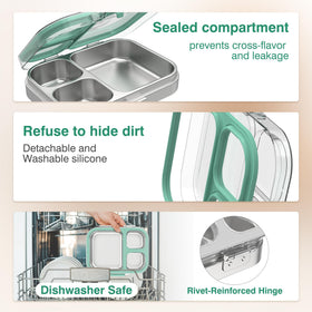 HOMEKOL stainless steel interior with clear lid ensures safe, visible meals.